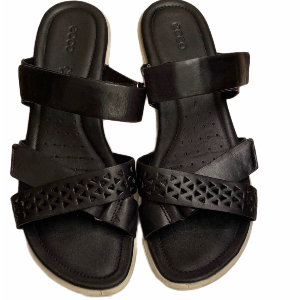 ECCO Felicia Women’s Black Leather Slide Sandals Size 40